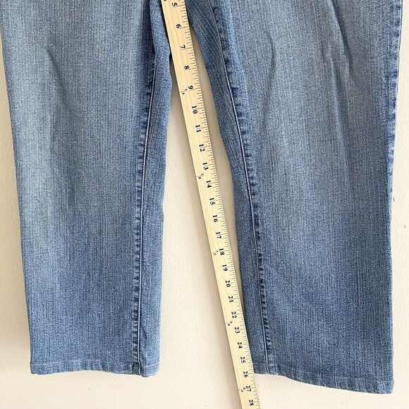 NYDJ Crop Straight Leg Jeans Plus Size 16 High Rise Rhinestones Gem Stretch Blue - Picture 6 of 9